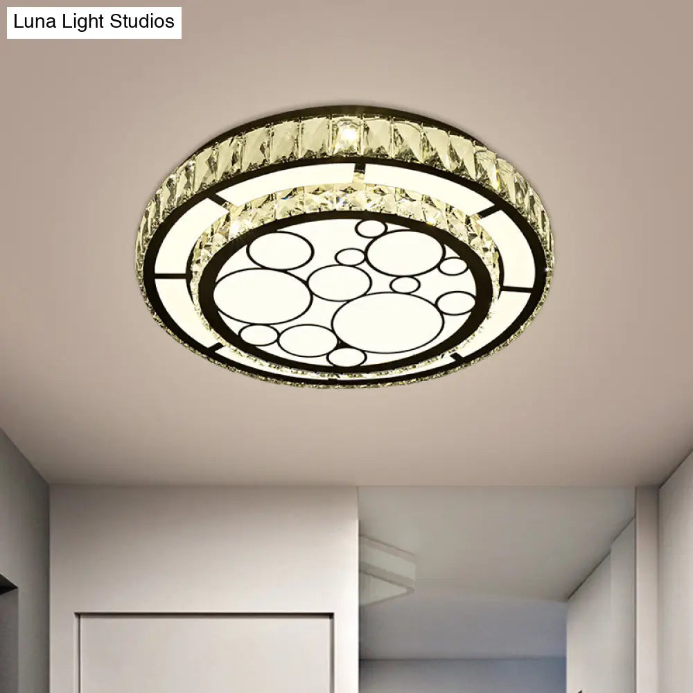 DecorBites™ DecorBites™ Contemporary Crystal LED Ceiling Light Flush Mount - Modern Hand-Cut Design, Chrome Finish - 10"/19" Wide