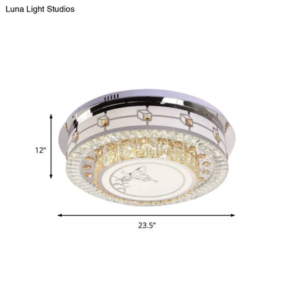 DecorBites™ DecorBites™ Contemporary Crystal LED Ceiling Light with Butterfly Pattern - Chrome Flush Mount Fixture - 23.5"/31.5" W