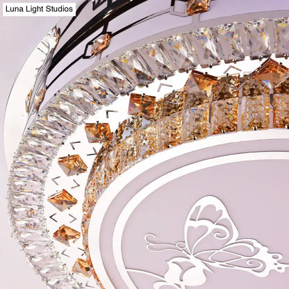 DecorBites™ DecorBites™ Contemporary Crystal LED Ceiling Light with Butterfly Pattern - Chrome Flush Mount Fixture - 23.5"/31.5" W