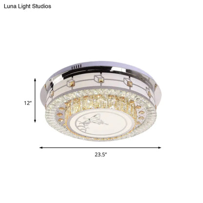 DecorBites™ DecorBites™ Contemporary Crystal LED Ceiling Light with Butterfly Pattern - Chrome Flush Mount Fixture - 23.5"/31.5" W