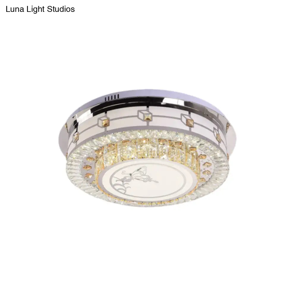 DecorBites™ DecorBites™ Contemporary Crystal LED Ceiling Light with Butterfly Pattern - Chrome Flush Mount Fixture - 23.5"/31.5" W