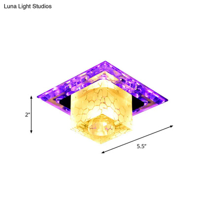 DecorBites™ DecorBites™ Contemporary Crystal LED Chrome Flush Mount Ceiling Lamp - Cubic Shape, Ideal for Corridor