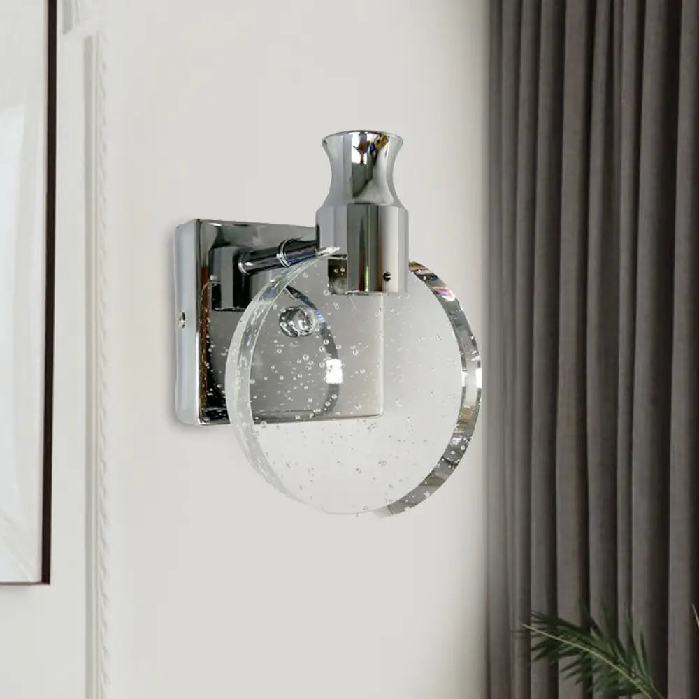 Aplique de pared circular LED de cristal contemporáneo DecorBites™ para sala de estar - Plata