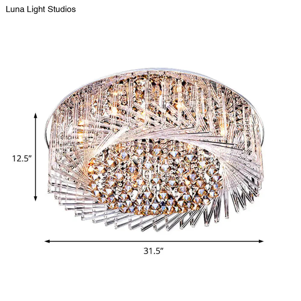 Lámpara de techo DecorBites™ contemporánea de cristal con forma de tambor y luz LED, con montaje empotrado cromado - 23,5"/31,5" de ancho