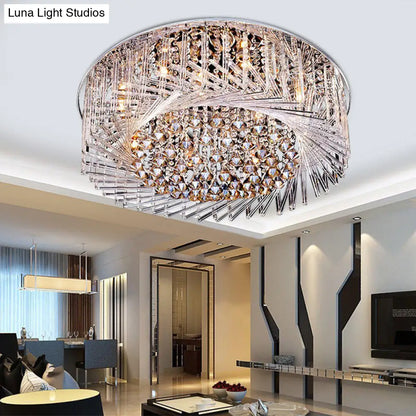 Lámpara de techo DecorBites™ contemporánea de cristal con forma de tambor y luz LED, con montaje empotrado cromado - 23,5"/31,5" de ancho
