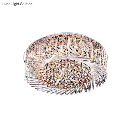 Lámpara de techo DecorBites™ contemporánea de cristal con forma de tambor y luz LED, con montaje empotrado cromado - 23,5"/31,5" de ancho