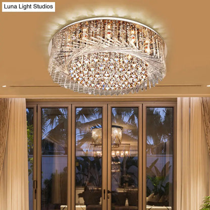 Lámpara de techo DecorBites™ contemporánea de cristal con forma de tambor y luz LED, con montaje empotrado cromado - 23,5"/31,5" de ancho