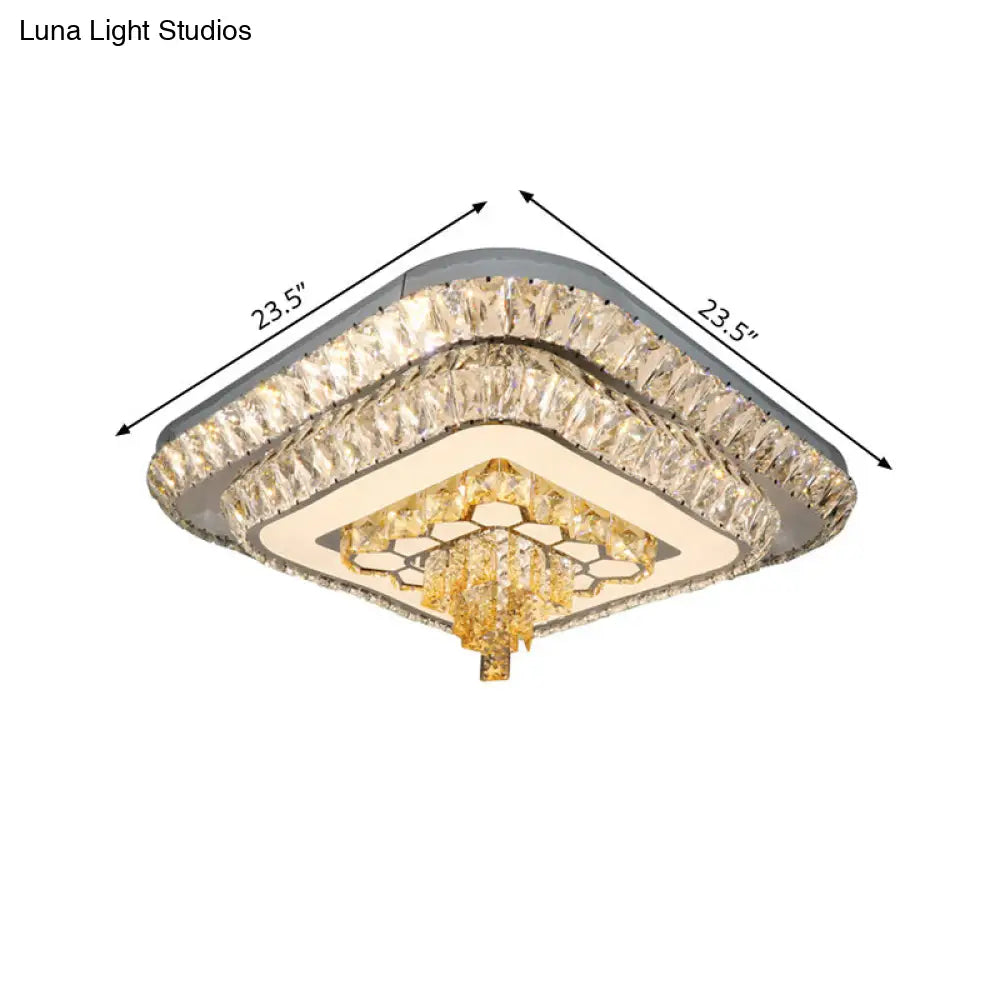 DecorBites™ DecorBites™ Contemporary Crystal LED Flushmount Ceiling Light - Grey Finish with Clear Cut Blocks