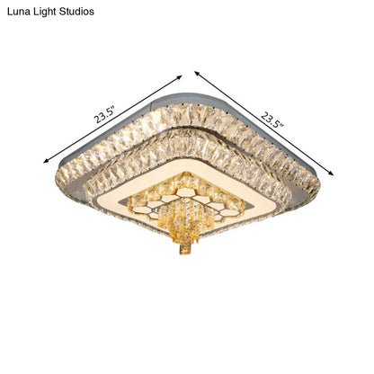 DecorBites™ DecorBites™ Contemporary Crystal LED Flushmount Ceiling Light - Grey Finish with Clear Cut Blocks