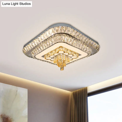DecorBites™ DecorBites™ Contemporary Crystal LED Flushmount Ceiling Light - Grey Finish with Clear Cut Blocks