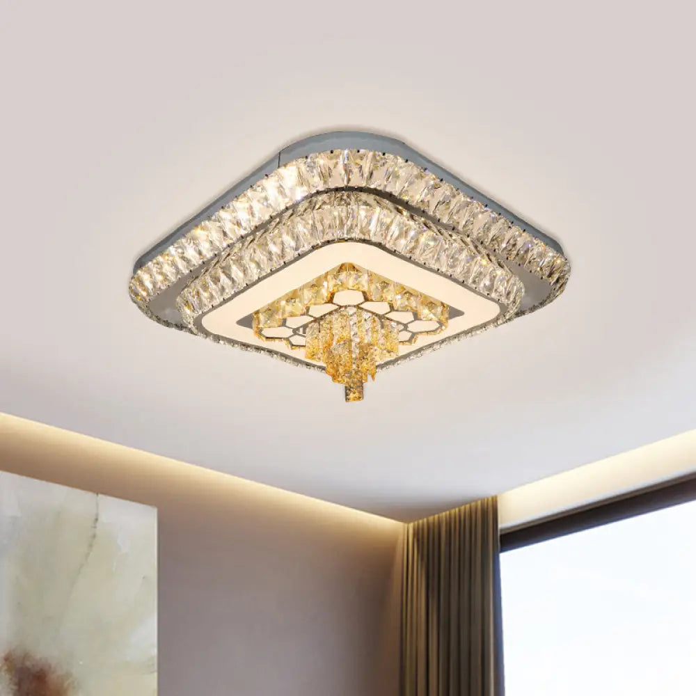 DecorBites™ DecorBites™ Contemporary Crystal LED Flushmount Ceiling Light - Grey Finish with Clear Cut Blocks