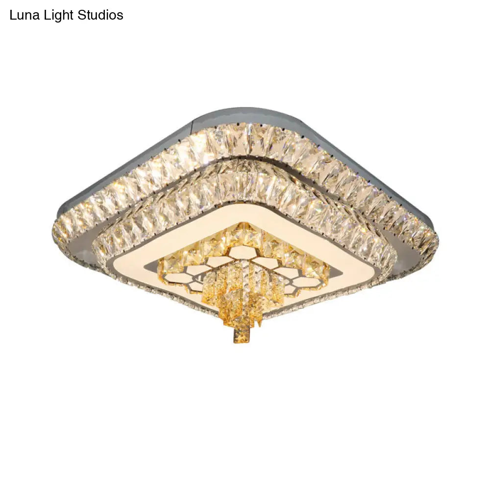 DecorBites™ DecorBites™ Contemporary Crystal LED Flushmount Ceiling Light - Grey Finish with Clear Cut Blocks