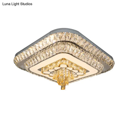 DecorBites™ DecorBites™ Contemporary Crystal LED Flushmount Ceiling Light - Grey Finish with Clear Cut Blocks