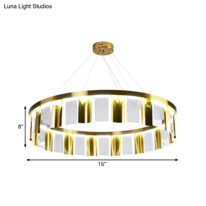 Contemporary Crystal LED Pendant Light - Round Drawing Room Ceiling Chandelier (Gold)