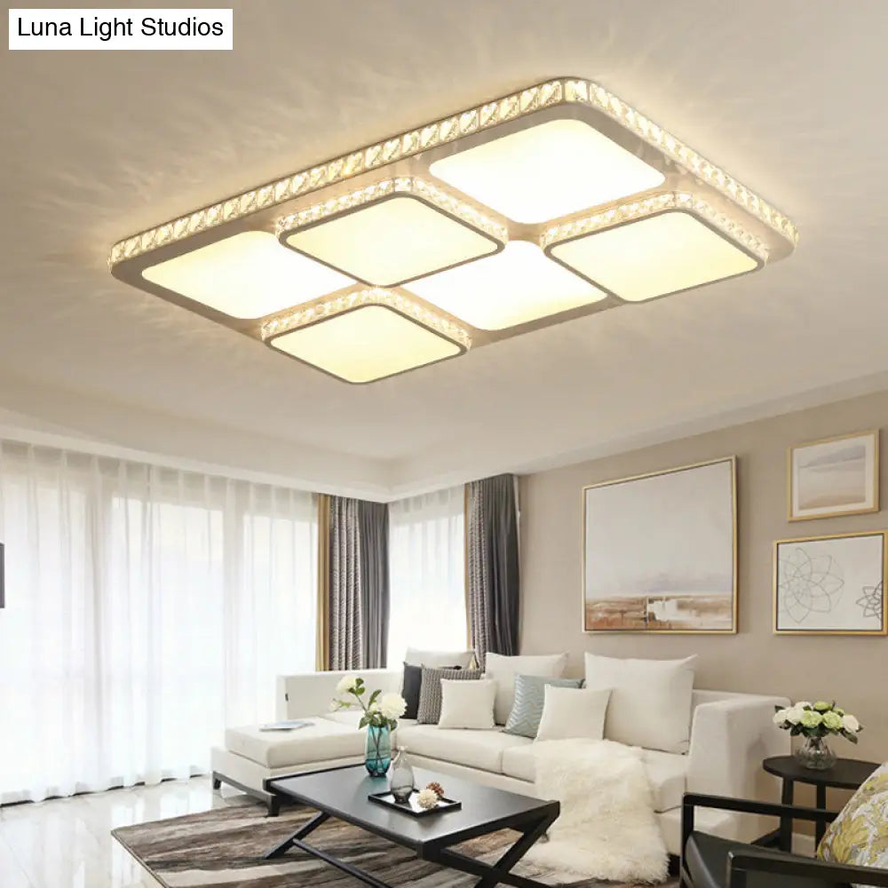 DecorBites™ DecorBites™ Contemporary Crystal LED Square Flush Mount Lamp – Warm/White Light