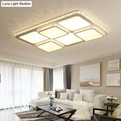 DecorBites™ DecorBites™ Contemporary Crystal LED Square Flush Mount Lamp – Warm/White Light