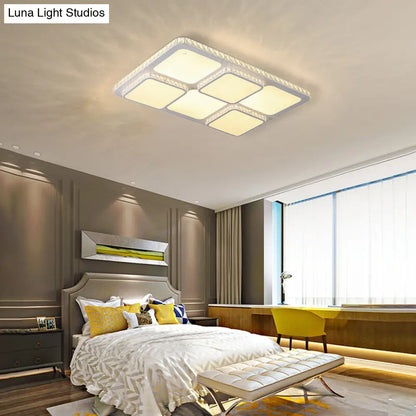 DecorBites™ DecorBites™ Contemporary Crystal LED Square Flush Mount Lamp – Warm/White Light