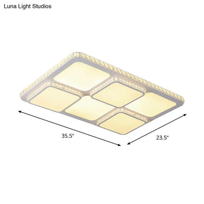 DecorBites™ DecorBites™ Contemporary Crystal LED Square Flush Mount Lamp – Warm/White Light