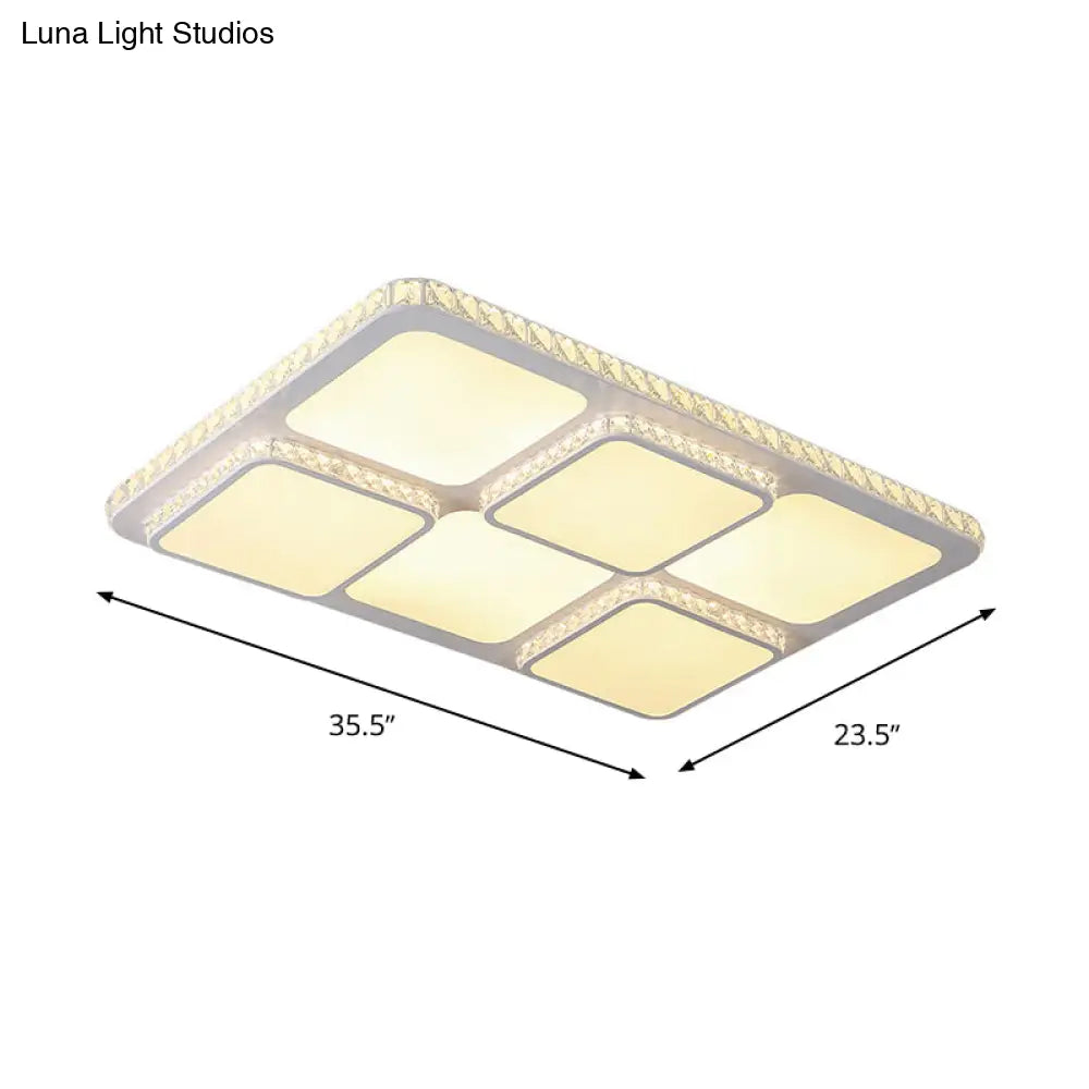 DecorBites™ DecorBites™ Contemporary Crystal LED Square Flush Mount Lamp – Warm/White Light