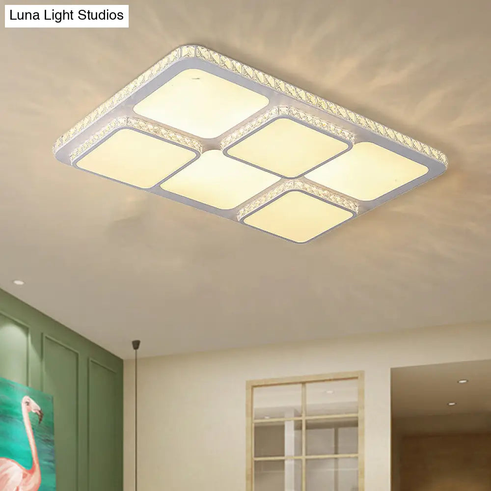 DecorBites™ DecorBites™ Contemporary Crystal LED Square Flush Mount Lamp – Warm/White Light