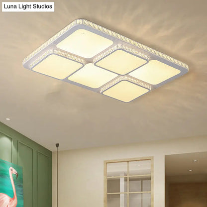 DecorBites™ DecorBites™ Contemporary Crystal LED Square Flush Mount Lamp – Warm/White Light