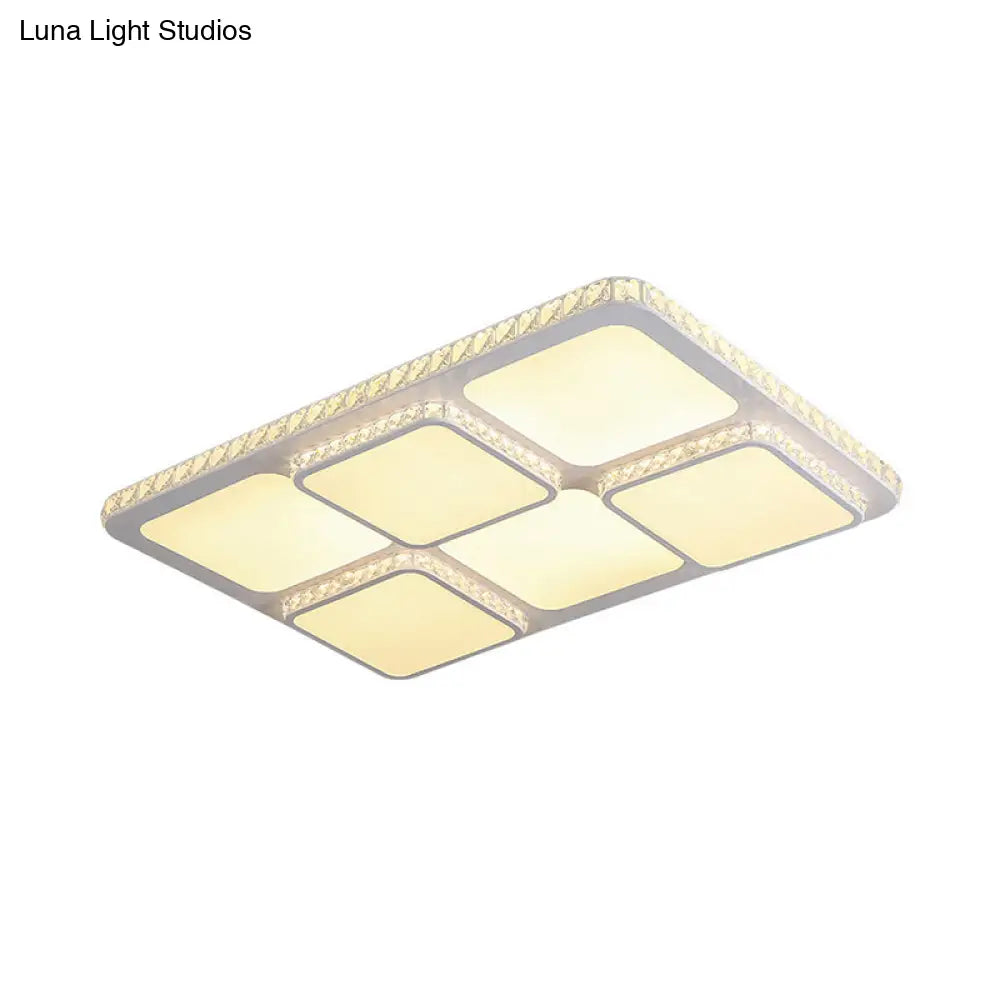 DecorBites™ DecorBites™ Contemporary Crystal LED Square Flush Mount Lamp – Warm/White Light