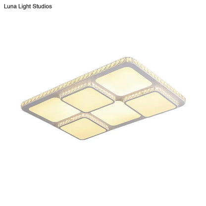 DecorBites™ DecorBites™ Contemporary Crystal LED Square Flush Mount Lamp – Warm/White Light