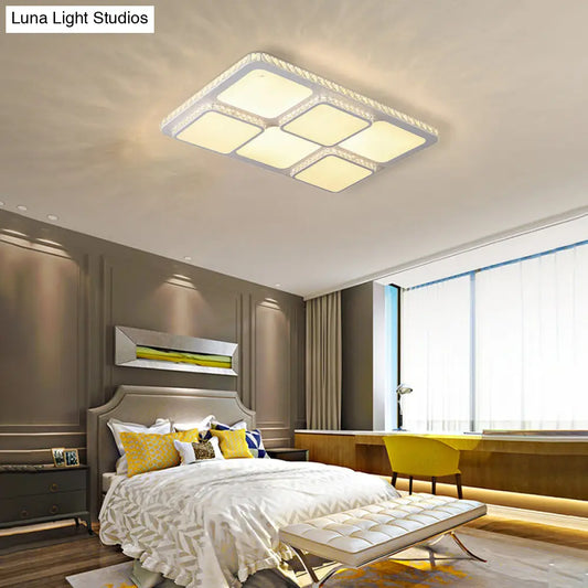 DecorBites™ DecorBites™ Contemporary Crystal LED Square Flush Mount Lamp – Warm/White Light