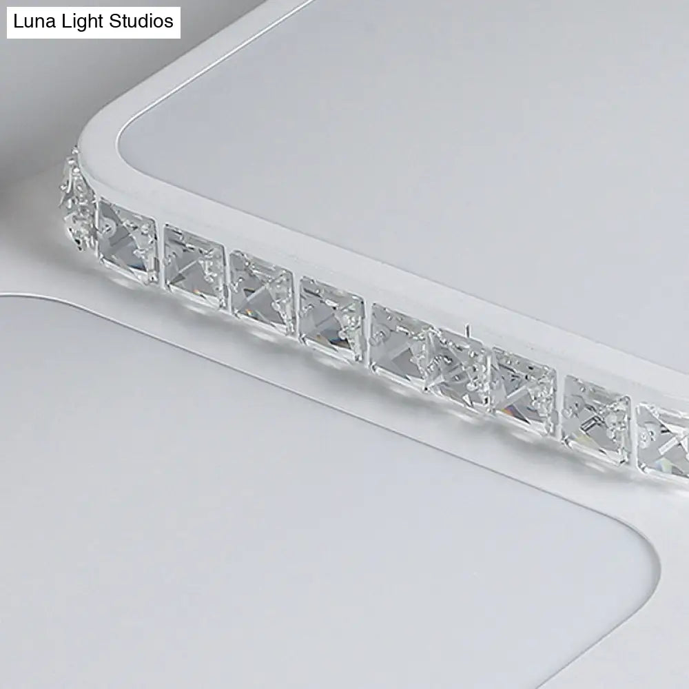 DecorBites™ DecorBites™ Contemporary Crystal LED Square Flush Mount Lamp – Warm/White Light