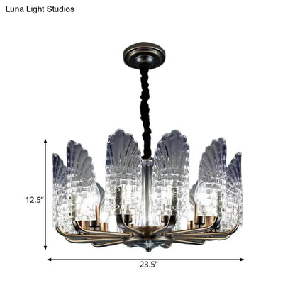 Lámpara de araña contemporánea de cristal y metal - Acabado en latón, 8/9/10 luces