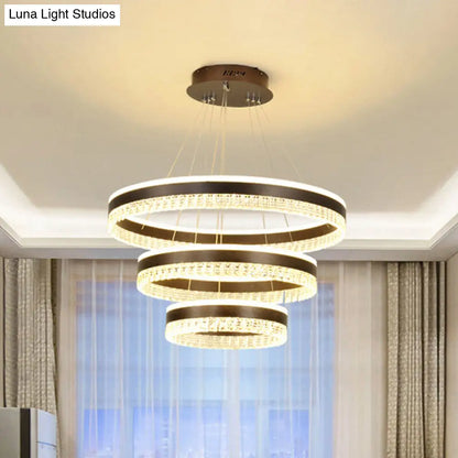 Lámpara de araña colgante de cristal contemporánea - 1/2/3 luces - LED - Luz blanca/cálida/natural - Marrón