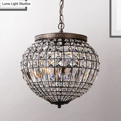 Contemporary Crystal Pendant Chandelier with Disco Ball Design - 2-Light Black Bedroom Lighting