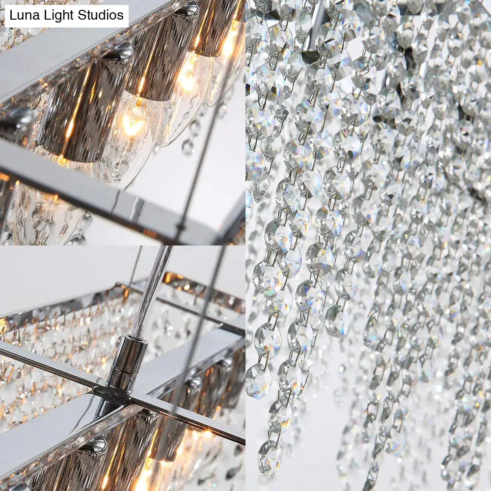 Lámpara colgante contemporánea de cristal - Lámpara de techo de 8 luces con acabado cromado