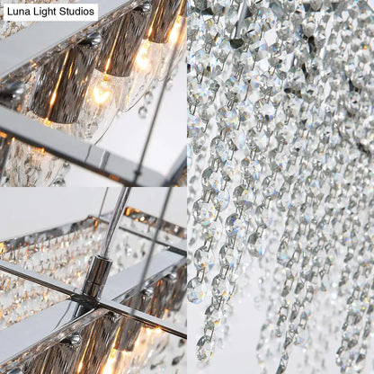 Lámpara colgante contemporánea de cristal - Lámpara de techo de 8 luces con acabado cromado