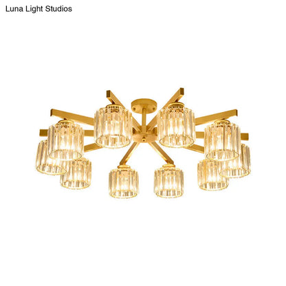 DecorBites™ DecorBites™ Contemporary Crystal Prism Cylindrical Semi Flush Chandelier Ceiling Light for Living Room