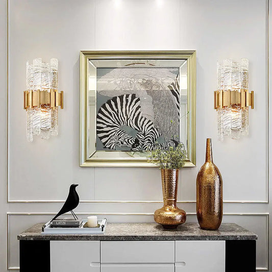 DecorBites™ DecorBites™ Contemporary Crystal Prism Wall Mount Light with 2 Bulbs - Clear Wall Lamp for Living Room