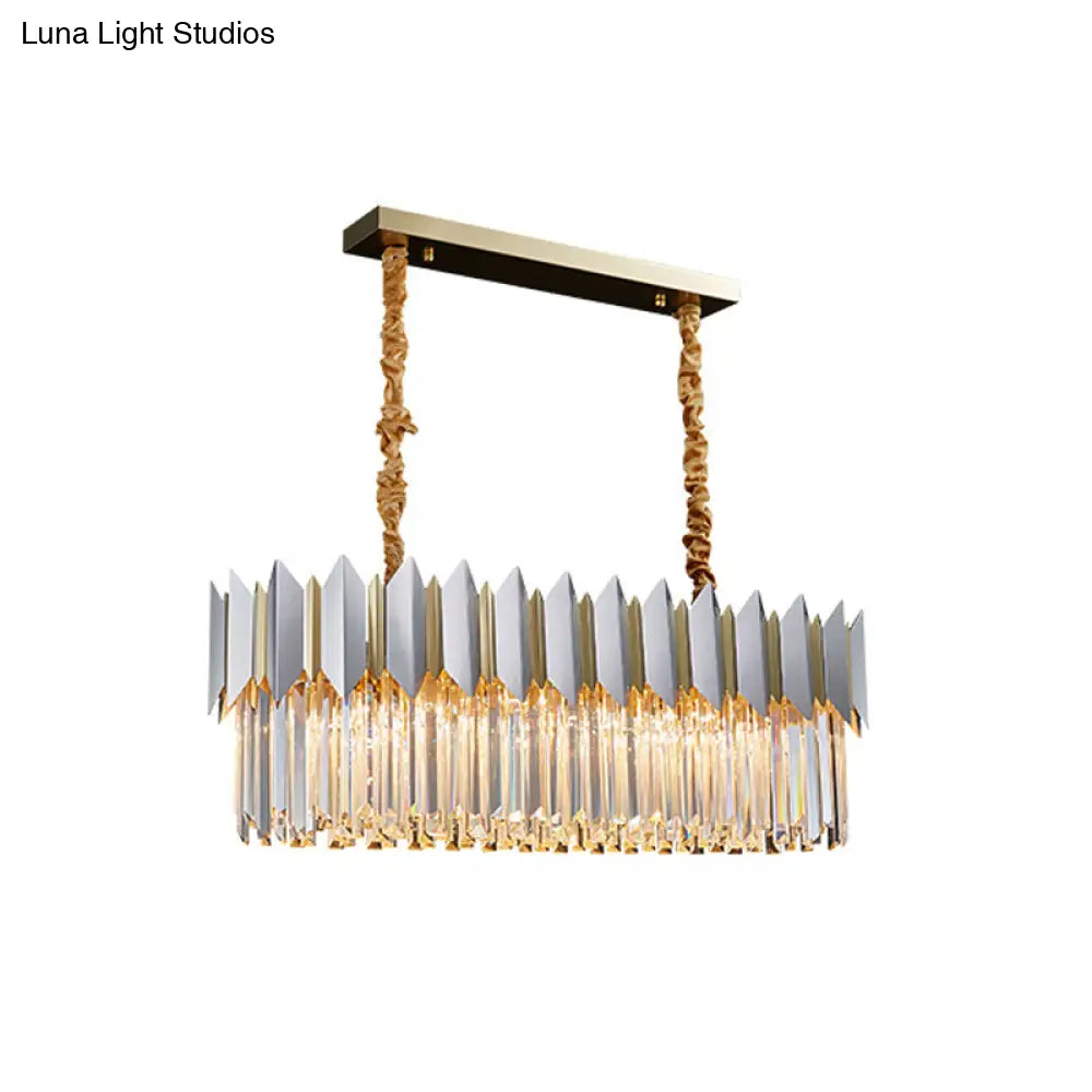 Lámpara colgante de isla DecorBites™ con prismas de cristal contemporáneos, acabado plateado y 10 bombillas