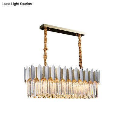 Lámpara colgante de isla DecorBites™ con prismas de cristal contemporáneos, acabado plateado y 10 bombillas