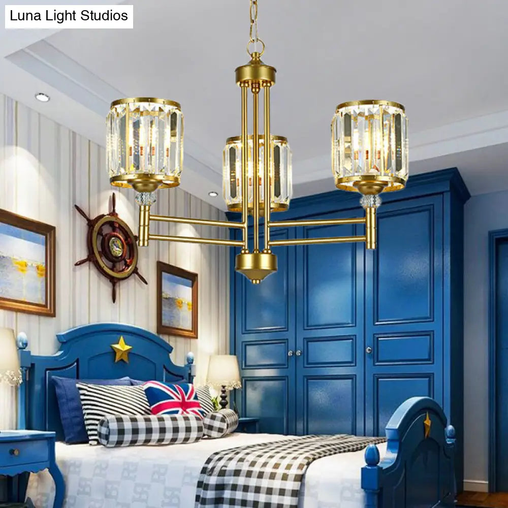 Lámpara de araña colgante radial contemporánea de cristal - Acabado en latón - 3/6/8 luces - Iluminación para dormitorio