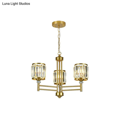 Lámpara de araña colgante radial contemporánea de cristal - Acabado en latón - 3/6/8 luces - Iluminación para dormitorio