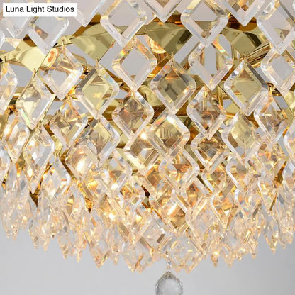 Lámpara de isla DecorBites™ contemporánea con forma de rombo de cristal y 10 bombillas, suspendida en dorado