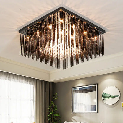 Lámpara de techo cúbica contemporánea DecorBites™ con varilla de cristal y cuentas - Negra, 4/6/9 luces, 40,6/48,3/59,7 cm de ancho