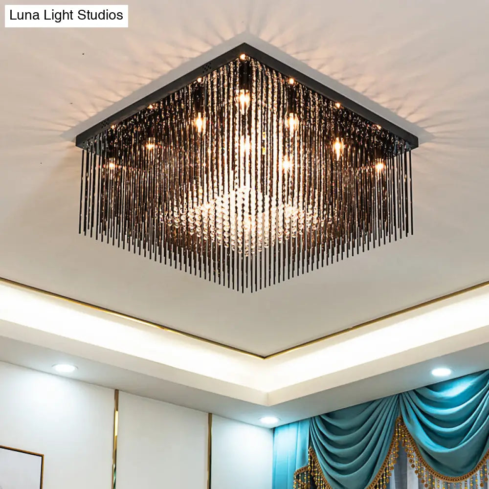 Lámpara de techo cúbica contemporánea DecorBites™ con varilla de cristal y cuentas - Negra, 4/6/9 luces, 40,6/48,3/59,7 cm de ancho