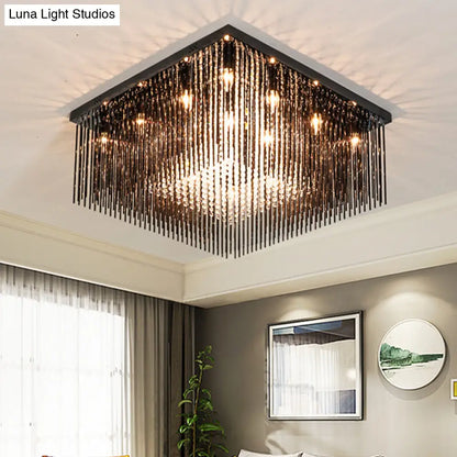 Lámpara de techo cúbica contemporánea DecorBites™ con varilla de cristal y cuentas - Negra, 4/6/9 luces, 40,6/48,3/59,7 cm de ancho