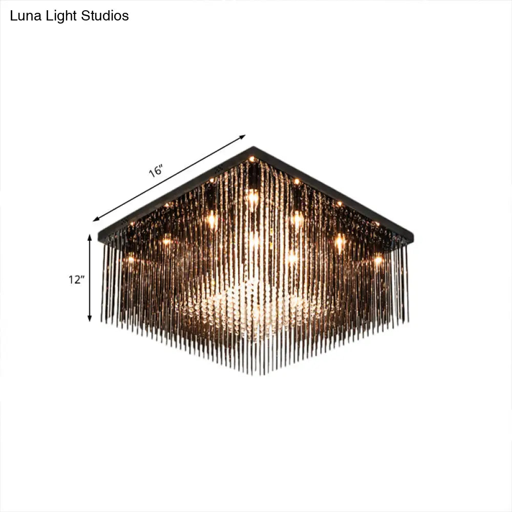 Lámpara de techo cúbica contemporánea DecorBites™ con varilla de cristal y cuentas - Negra, 4/6/9 luces, 40,6/48,3/59,7 cm de ancho