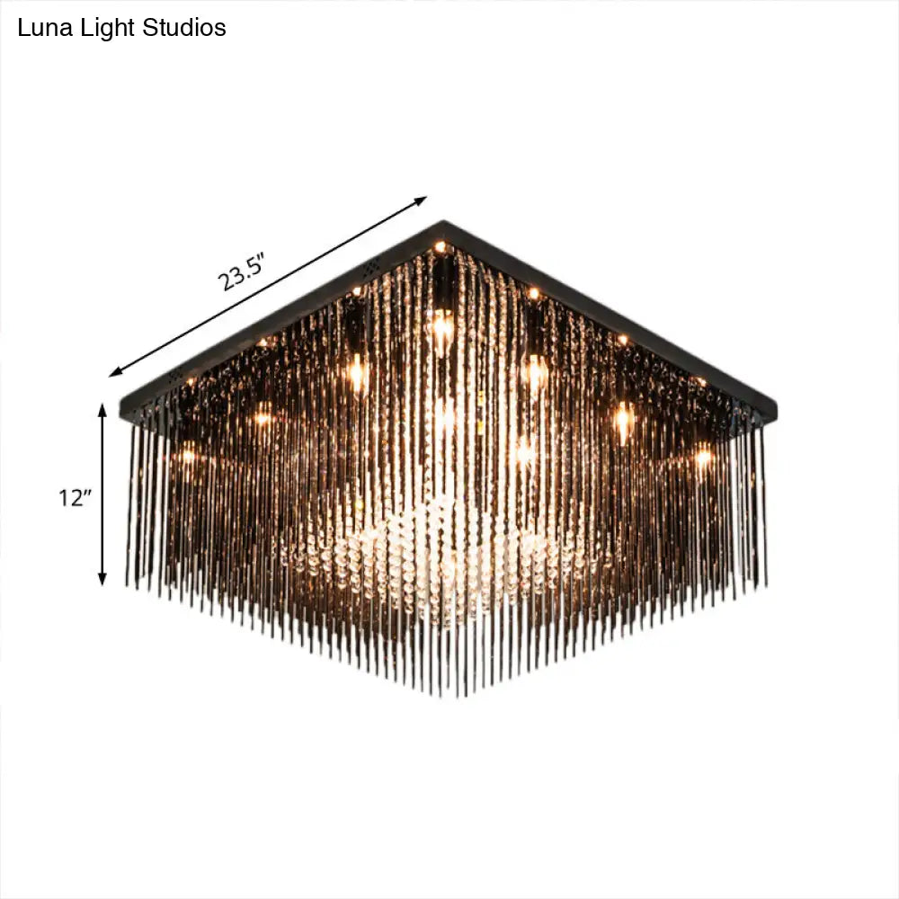 Lámpara de techo cúbica contemporánea DecorBites™ con varilla de cristal y cuentas - Negra, 4/6/9 luces, 40,6/48,3/59,7 cm de ancho