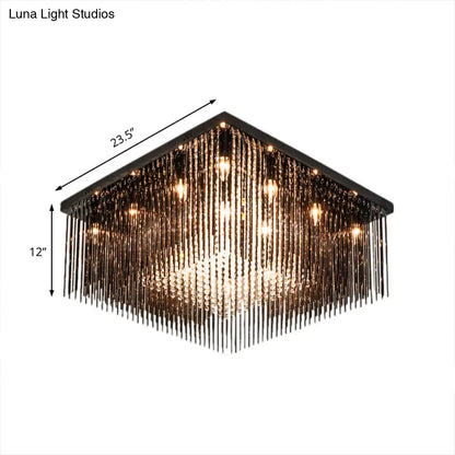 Lámpara de techo cúbica contemporánea DecorBites™ con varilla de cristal y cuentas - Negra, 4/6/9 luces, 40,6/48,3/59,7 cm de ancho