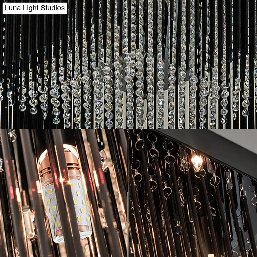 Lámpara de techo cúbica contemporánea DecorBites™ con varilla de cristal y cuentas - Negra, 4/6/9 luces, 40,6/48,3/59,7 cm de ancho