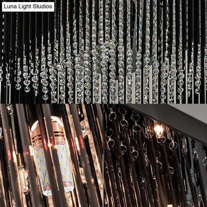 Lámpara de techo cúbica contemporánea DecorBites™ con varilla de cristal y cuentas - Negra, 4/6/9 luces, 40,6/48,3/59,7 cm de ancho