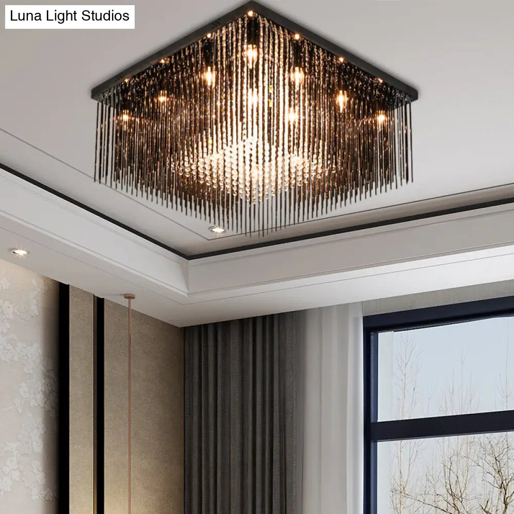 Lámpara de techo cúbica contemporánea DecorBites™ con varilla de cristal y cuentas - Negra, 4/6/9 luces, 40,6/48,3/59,7 cm de ancho